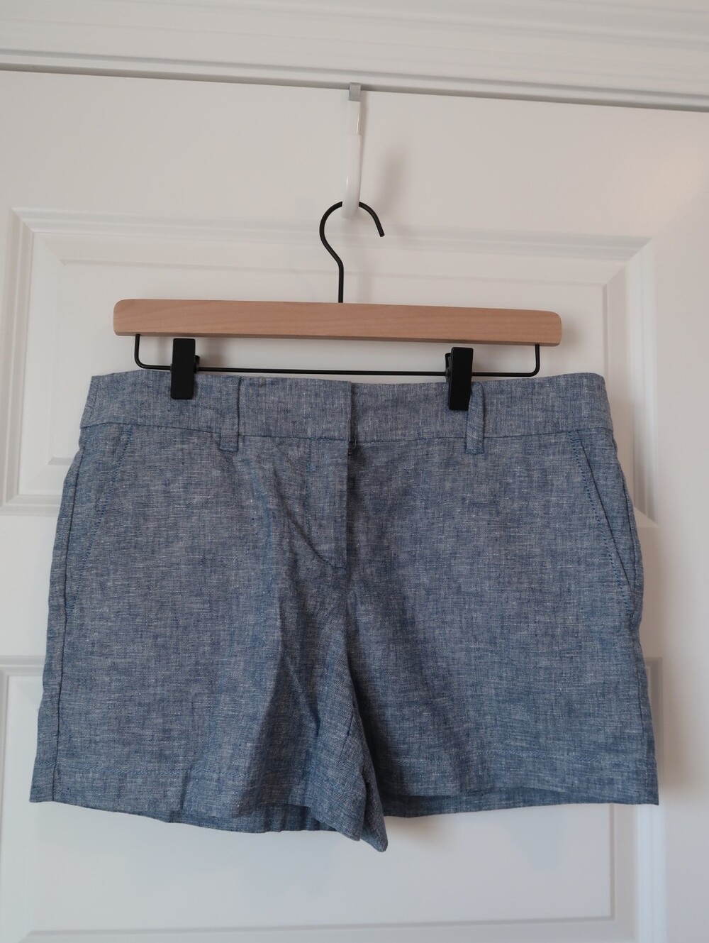 NWT Loft 4" SHORT Size 4 Blue Linen Blend Mid Rise Shorts Preppy Summer